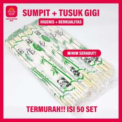 [ISI 50 PAK] SUMPIT + TUSUK GIGI SET HIGENIS STERIL PANDA