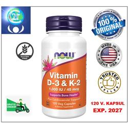 Vitamin D3+K2 (1000iu+45mcg) NOW Foods brand untuk kesehatan tulang dan jantung 120 capsule