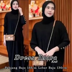 Abaya Inara Knit Dress Gamis Batwing Button Premium Dress Korea - Wanita, Muslim Arab Wanita Kekinian