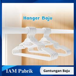[1 SET 10pcs] Gantungan / Henger Baju Anti Slip Plastik Serbaguna Dewasa 40cm Warna Putih Hanger Pakaian Pria Wanita