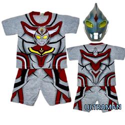 Setelan baju anak laki-laki usia 1-10 tahun motif Ultraman abu-abu/Baju anak laki-laki motif terbaru dan bestseler bisa dengan topeng Katun Kids Parsel