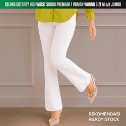 Celana Cutbray Scuba Premium Tebal - Flare Pants Highwaist - Celana Panjang Wanita Pinggang Karet