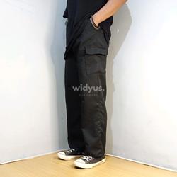 Celana Loose Pants Cargo Pria Panjang Casual Kain Katun Japan Drill Warna Hitam Pekat - Widyus Pleasure