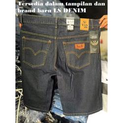 [BIG SIZE] CELANA JEANS PENDEK PRIA/CELANA JEANS DENIM/CELANA JEANS MURAH STANDAR/CELANA PENDEK JUMBO 26-44 Biru Hitam celana  pendek  pria  dewasa  di  bawah  lutut
