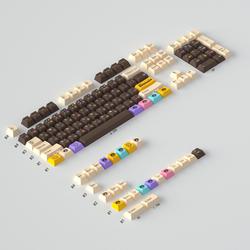 Gliging Donut Keycap coklat Jepang PBT Cherry profile Dye-sub 129 Tombel keycaps for Mechanical Keyboard