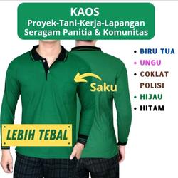 KAOS PANJANG KERAH TANI SAWAH MANCING PROYEK BANGUNAN HARIAN KEBUN BASAHAN LEBIH TEBAL ADEM Abu Biru Dewasa Hijau Hitam Kerja Kuning