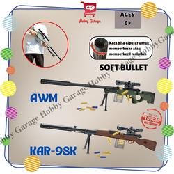 Mainan Tembakan Anak AWM KAR-98 Soft Bullet AWP KAR98 Sniper Peluru Busa Gun PUBG