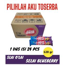 Biskuit Roma Slai O'lai Blueberry Roll 128 gr - ( HARGA 1 KARTON )
