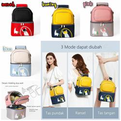 Tas Penyimpanan Asi Bayi Coolerbag Diaper Bag Ransel Alpaca - Biru