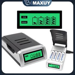 Smart Intelligent LCD 4 Slot Charger Baterai for AA, AAA NiMh NiCd - C905W