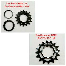 COG & LOCK & SPACER BMX 16T FOR STRUMMER HBR -150R ; COG BMX STRUMMER AL7071- T6 - 16T BLACK