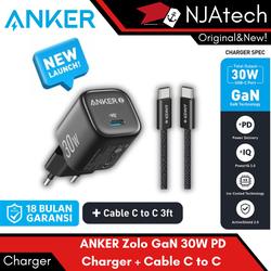Anker Zolo GaN 30W Adaptor Kepala Charger iPhone Type C to Type C PD Ice-Cooled Fast Charging