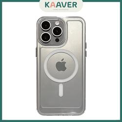 KAAVER - Magsafe Magnet Armour Militer Case iPhon* (11 - 15 Pro Max) Softcase Silikon TPU Casing Handphone Cover Tahan Air Aksesoris Transparan