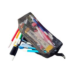 Kotak Pensil Transparan / pouch Kosmetik Multifungsi/tempat Pensil jaring simpel lucu Travel Pink Hitam Stationery