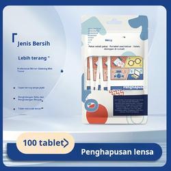 [1 bungkus isi 100 tablet] Tisu pembersih kacamata Kain kacamata sekali pakai Tisu pembersih lensa untuk menghilangkan minyak dan noda
