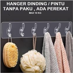 [ ASLI ] Gantungan Dinding Tanpa Paku 6 Hook Dengan Perekat SUPER ERAT