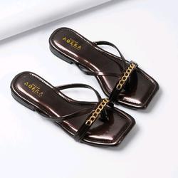 Sandal Wanita Adeka Corner Amora Rantai Double Busa Empuk - Karet (Size 37-44)