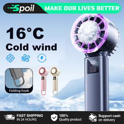 GFS001 High-Speed Fan Portable HandHeld Fan Semi Conductor Icy Cool Air Mini kipas Strong Wind 100 Gear Wind Speed kipas angin Digital Display Adjustable Turbo kipas Putih Ungu