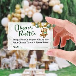 Classic Winnie Diaper Raffle Game Cards Set - 30 Double-Sided Name Cards & Sign, Baby Shower Party Game Supplies