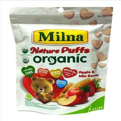 S40855 SNACK BAYI MILNA 15GR NATUR PUFFS ORGANIC APPLE & MIX BERRIES