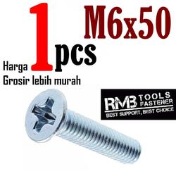 BAUT JF FLAT HEAD M6 x 50 BAUT VERSENG OBENG PLUS M6
