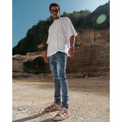 Weird Jeans  - Blue Ash - Celana Jeans Pria Skinny Slim Fit Ripped - Blue Ash, 36
