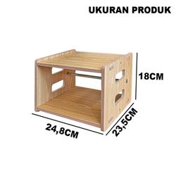 Rak Meja Printer Thermal 2 Susun Serbaguna bahan MDF - LC056 - KAYU AMBER
