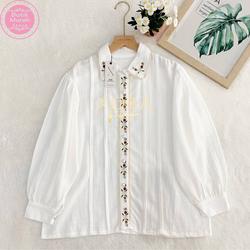 Xoba Fashion 3501 Atasan Wanita Blus LD 110 CM Katun Rami Bordir - BW KERAH BORDIR