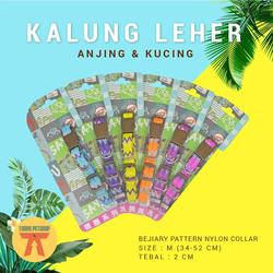KALUNG Anjing Kucing BEJIARY PATTERN NYLON COLLAR MEDIUM / DOG CAT