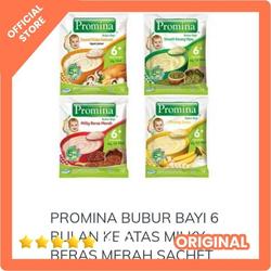 Promina bubur bayi sachet Milky Beras Merah - Ayam Jamur - Pisang susu - smooth kacang hijau 6 bulan keatas - Pisang susu