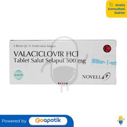 VALACICLOVIR HCL NOVELL 500 MG BOX 50 TABLET