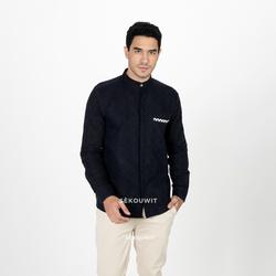 Alder Kemeja Batik Cap Lengan Panjang Modern Hitam /Long Sleve Batik Shirt in Black Sekouwit