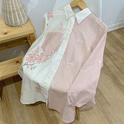 KYARA SHIRT / kemeja lengan panjang motif Katun jepang wanita Bunga Kerah