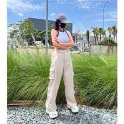 Celana Cargo Wanita Highwaist Premium Jumbo Cargo Pants Wanita Terbaru Celana Kargo Wanita Kulot Panjang Tebal Kain Loose Nyaman