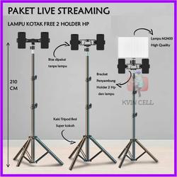 Lampu Live Streaming 11 inci Jualan Foto Produk Studio Fotografi Palaroid Tripod Ringlight Besar Led Light Free 2 Holder Hp Mm2400 Ra95+ Camera Lighting
