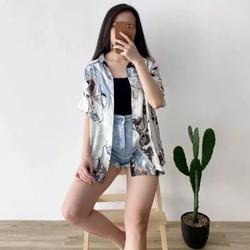 Kemeja Wanita Hawai l Kemeja Pantai Abstrak Casual Retro Bahan Rayon Lembut Loose