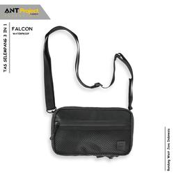 ANT PROJECT - Tas Selempang Pria Wallet FALCON 3 in 1 Waterproof Extra Slot Slingbag Hitam