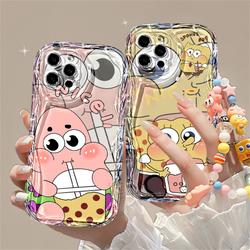 Case For Oppo  A3X A60 A16 A38 A18 A17 A58 A78 A17K A15 A5S A77s A79 A31 A16S A52 A1K A95 A54 A57 A7 A12 A3S A16K A74 A53 A1K A11K A76 F9 Lanyard Drinking milk tea SpongeBob Case wgglc