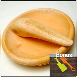 1 set cobek kayu jati ukuran jumbo/22 cm