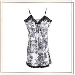 [DSK] BT1175 Pakaian Baju Dress Satin Pita Renda Bunga Baju Tidur Bahan Panjang Dres Satin Wanita Gaun Daster Dewasa Lingerie Rayon  Motif  Pendek Busui