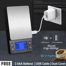 Timbangan Kopi Digital 2KG / 0.1GR USB Rechargeable Timer V60 Drip Coffee Scale/Timbangan Dapur