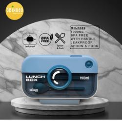 Kotak Makan 2 Sekat OR-0689 Lunchbox Keren Free Sendok  1000ML Anti Tumpah Bpa free