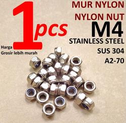 Mur Nylon Nut M4 Stainless 304 Kunci 7 Pitch 0.70 / Nylon Lock Nut M4
