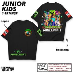 Kaos Anak Junior 1-15 Tahun Game Minecraft Gamers Creeper Baju 100% Katun D50 keren kata Distro Laki-Laki
