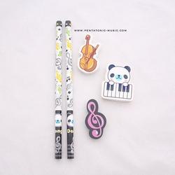 Animal Music Stationery Set -3 Alat Tulis motif Musik Pensil Penghapus