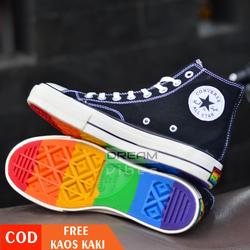 white converse with rainbow sole