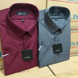 kemeja ALISAN pendek jumbo warna maroon sama abu6