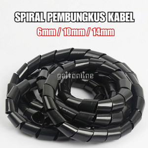 Selang Spiral Pembungkus Pelindung Kabel Organizer 6mm/10mm/14mm
