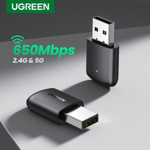 UGREEN Adapter Wireless WiFi USB 2.4G dan 5G Network Card 650Mbps