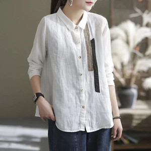 Baju Atasan Blouse Wanita Korean Style Lengan Panjang Muslim Putih